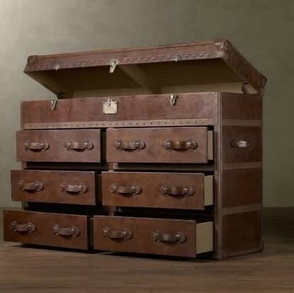 Noir 6-Drawer Riveted Steamer Dresser view